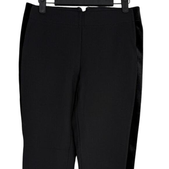 J. Crew Tuxedo Velvet Stripe Mid Rise Ankle Pants Back Zip Up Exposed 2 Black - Picture 2 of 15